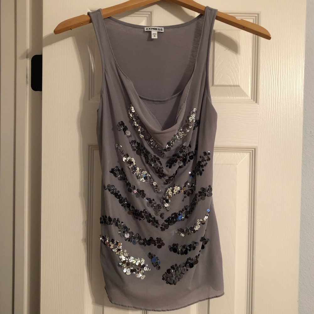 Express grey sparkle tank top